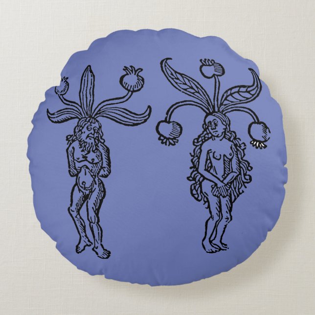 Botany: Mandrake, 1476 Round Pillow (Front)