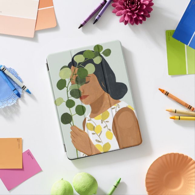 Botany Portrait - Woman with Greenery iPad Pro Cover (Desk)