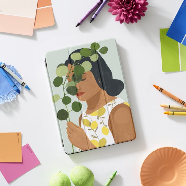 Botany Portrait - Woman with Greenery iPad Pro Cover (Desk)