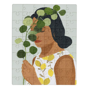 Botany Portrait - Woman with Greenery Jigsaw Puzzle