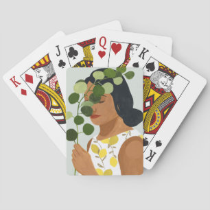 Botany Portrait - Woman with Greenery Poker Cards