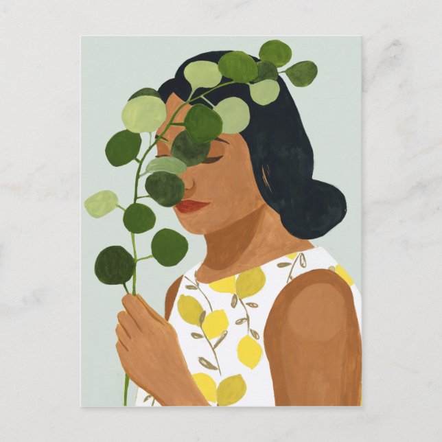Botany Portrait - Woman with Greenery Postcard (Front)