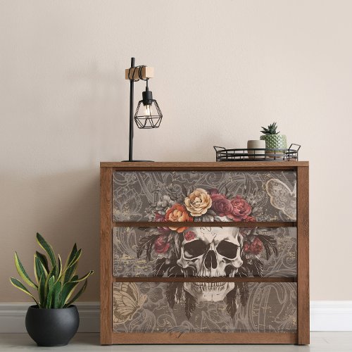 Botany Skull Floral Decoupage  Tissue Paper