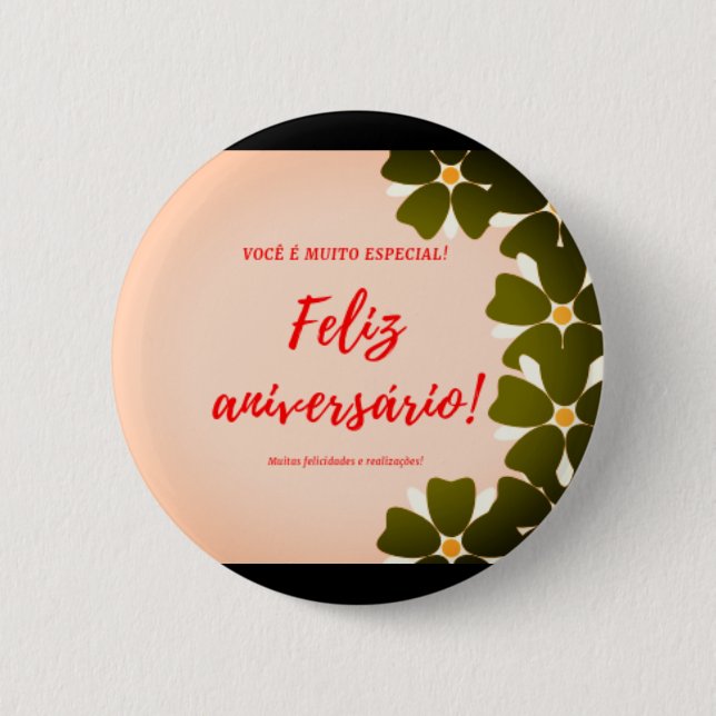 Botão Redondo feliz aniversario Button (Front)