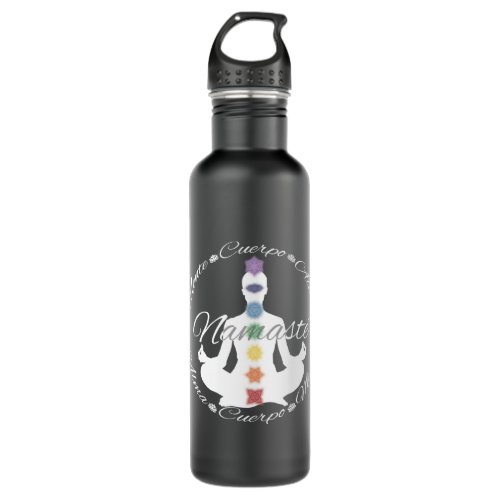 Botella De Agua Yoga Loto Chakras Namaste Blanco Stainless Steel Water Bottle