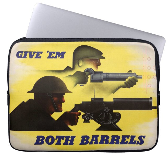Both Barrels, Military & Industry, War Effort    Laptop Sleeve (Front)