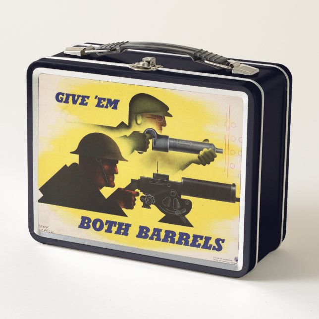 Both Barrels, Military & Industry, War Effort    Metal Lunch Box (Front)