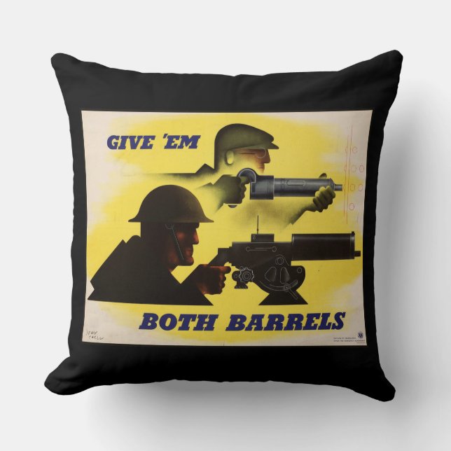 Both Barrels, Military & Industry, War Effort    Throw Pillow (Front)