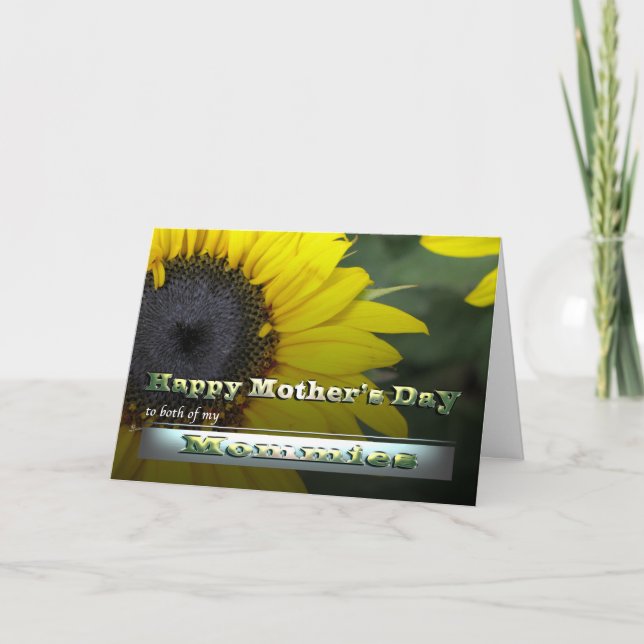 Both Moms Gay Sunflower Mother's Day Card (Front)