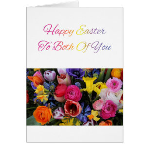 Both of you Happy Easter Springflower bouquet Cards