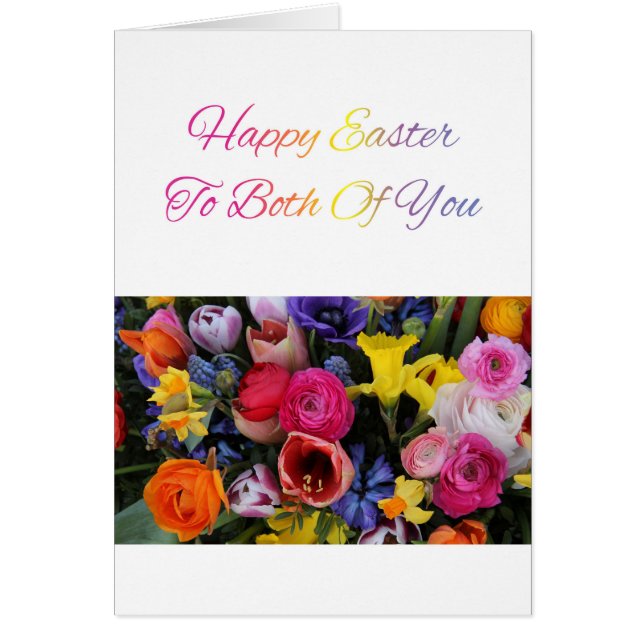 Both of you Happy Easter Springflower bouquet Cards (Front)