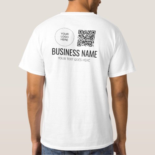 Both Side Print Staff Team Mens QR Code Logo T_Shirt