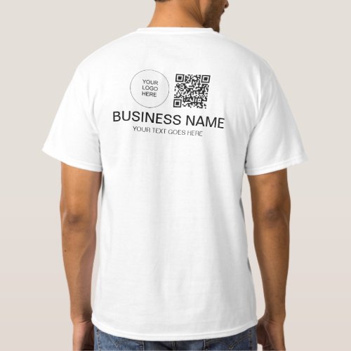 Both Side Printed Template Mens QR Code Logo Work T_Shirt