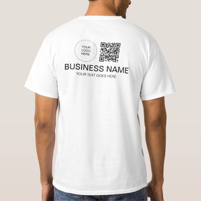 Both Side Printed Template Mens QR Code Logo Work T-Shirt (Back)