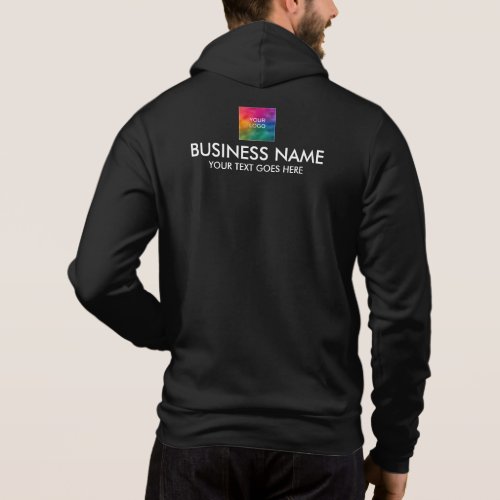 Both Sided Print Business Company Logo Mens Black Hoodie