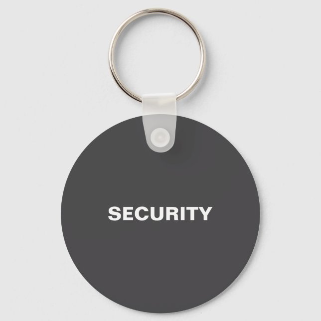 Both Sided Print Mens Womens Black Uni Security  Keychain (Front)