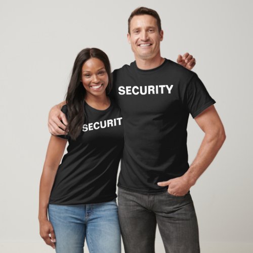 Both Sided Print Mens Womens Black Unisex Security T_Shirt