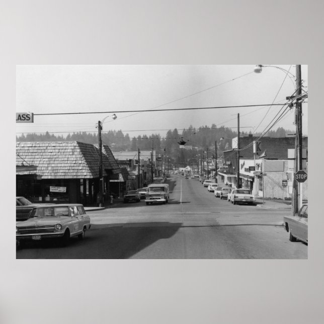 Bothell, WA - Downtown Street Scene Photograph Poster (Front)