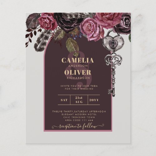 BOTHIC ROSE Burgundy Fall Wedding Flyer