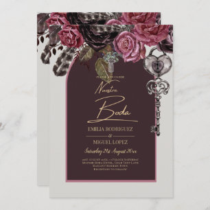 BOTHIC ROSE Burgundy Fall Wedding Invitation