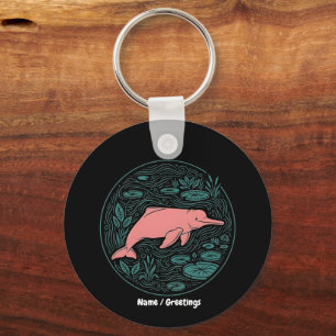 Boto Pink River Dolphin Wildlife Art Matte Salmon Keychain