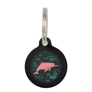 Boto Pink River Dolphin Wildlife Art Matte Salmon Pet ID Tag