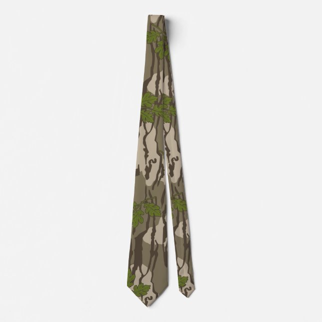 Botom lands camo oak tree leaf pattern neck tie (Front)