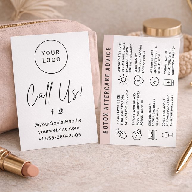 Botox Aftercare Blush Minimalist Advice (Custom Logo Injection Aftercare Instruction Card)