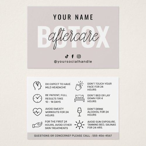 Botox Aftercare Instruction Card Template 