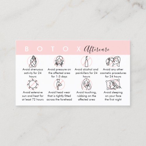 Botox Aftercare Instructions Business Card