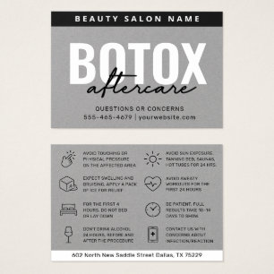 Botox Filler Injection Aftercare Instruction Card