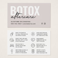 Botox Filler Injection Aftercare Instruction Card