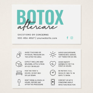 Botox Filler Injection Aftercare Instruction Card