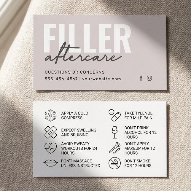 Botox Filler Injection Aftercare Instruction Card (Creator Uploaded)