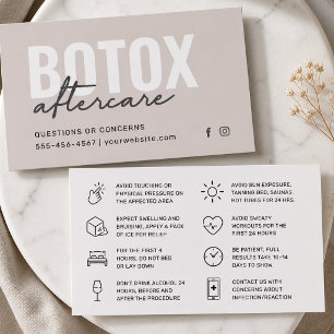 Botox Filler Injection Aftercare Instruction Card
