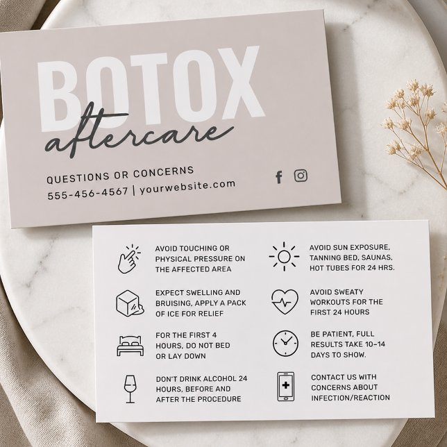 Botox Filler Injection Aftercare Instruction Card (Creator Uploaded)