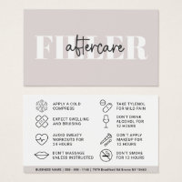 Botox Filler Injection Aftercare Instruction Card