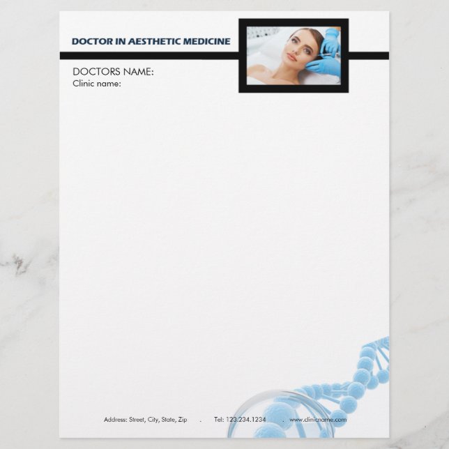 Botox injections around eyes by aesthetic doctor letterhead (Front)
