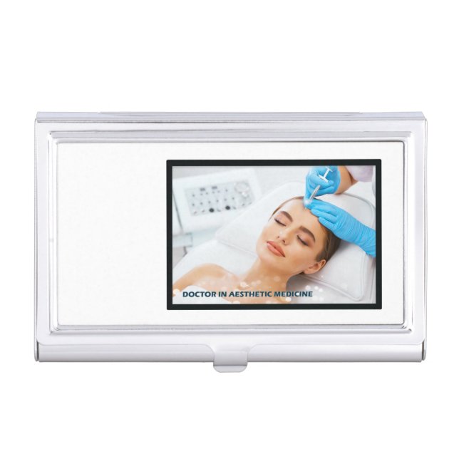 Botox injections on forehead by aesthetic doctor business card case (Front)