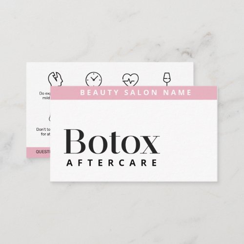 Botox Lip Filler instructions Editable Aftercare Business Card