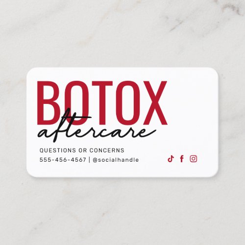 Botox Red Aftercare Card
