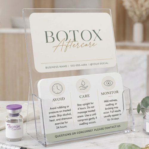 Botox Sage Green Minimal Aftercare Instructions