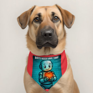 Bots Need Love Too - Red Pet Bandana Collar