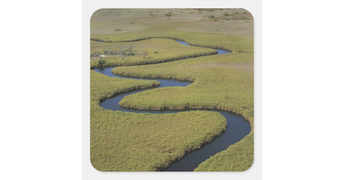 Okavango Sticker Botswana, Africa. Arial view Okavango river. Square Sticker | Zazzle