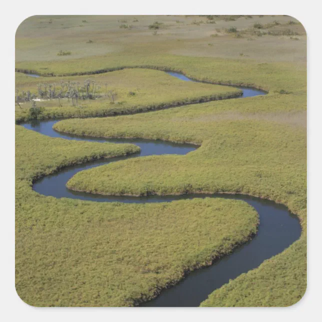 Okavango Sticker Botswana, Africa. Arial view Okavango river. Square Sticker | Zazzle