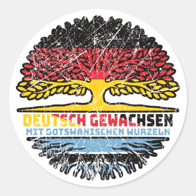 Botswana Botswanisch Deutsch Deutschland Baum Classic Round Sticker (Front)