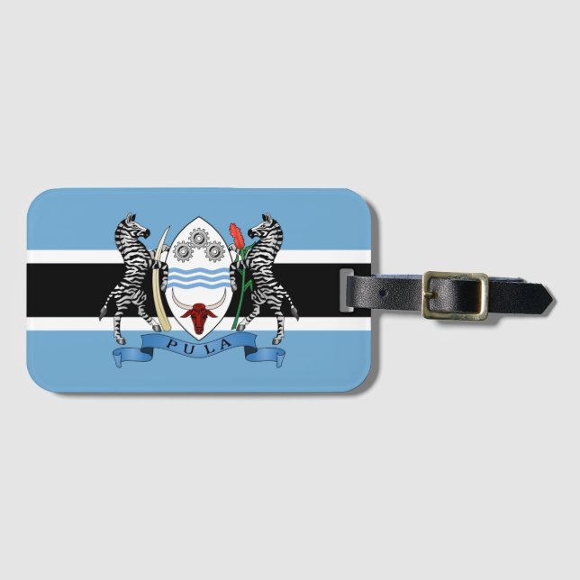 Botswana Coat of Arms/ Flag Luggage Tag (Front Horizontal)