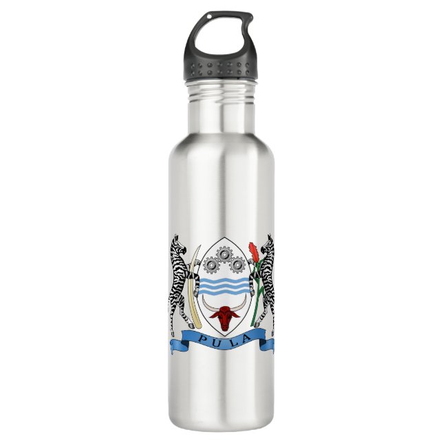 Botswana Coat of Arms Stainless Steel Water Bottle (Front)