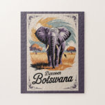 Botswana Elephant Illustration Travel Art Vintage Jigsaw Puzzle<br><div class="desc">Botswana vector artwork design. Botswana,  one of Africa’s premier safari destinations,  is famous for its thriving wildlife,  untouched landscapes,  and luxury safari experiences.</div>