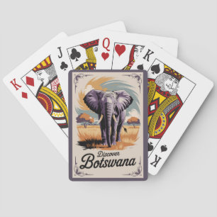 Botswana Elephant Illustration Travel Art Vintage Poker Cards